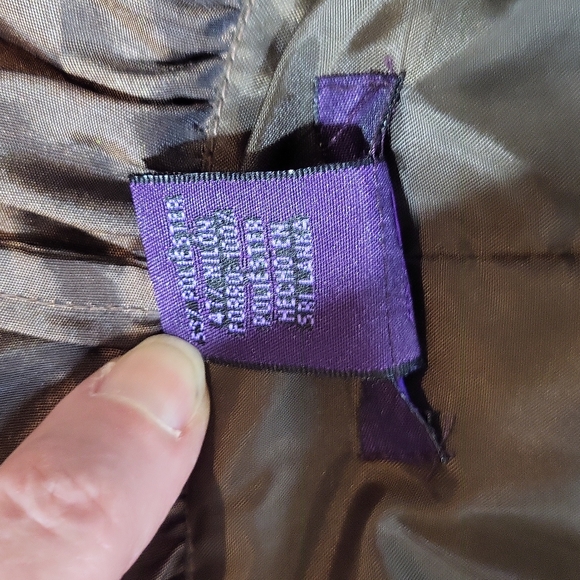 VINTAGE METAPHOR Brown Poly/Nylon Acetate Wrap V-neck Ruffle Blouse - Picture 11 of 16